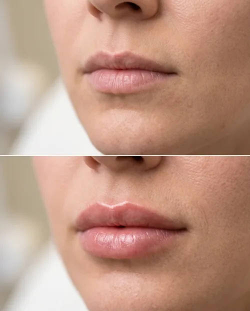 Vorher Nachher Lippenunterspritzung Hyaluron Dresden