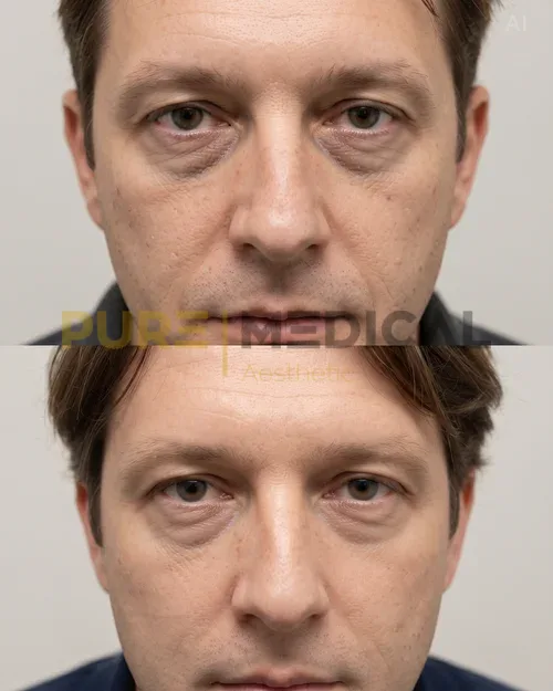 Vorher Nachher Polynukleotide dünne Haut unter dem Auge