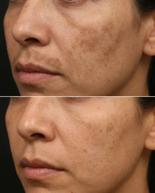 Vorher Nachher Melasma Vampir-Lifting Ergebnis